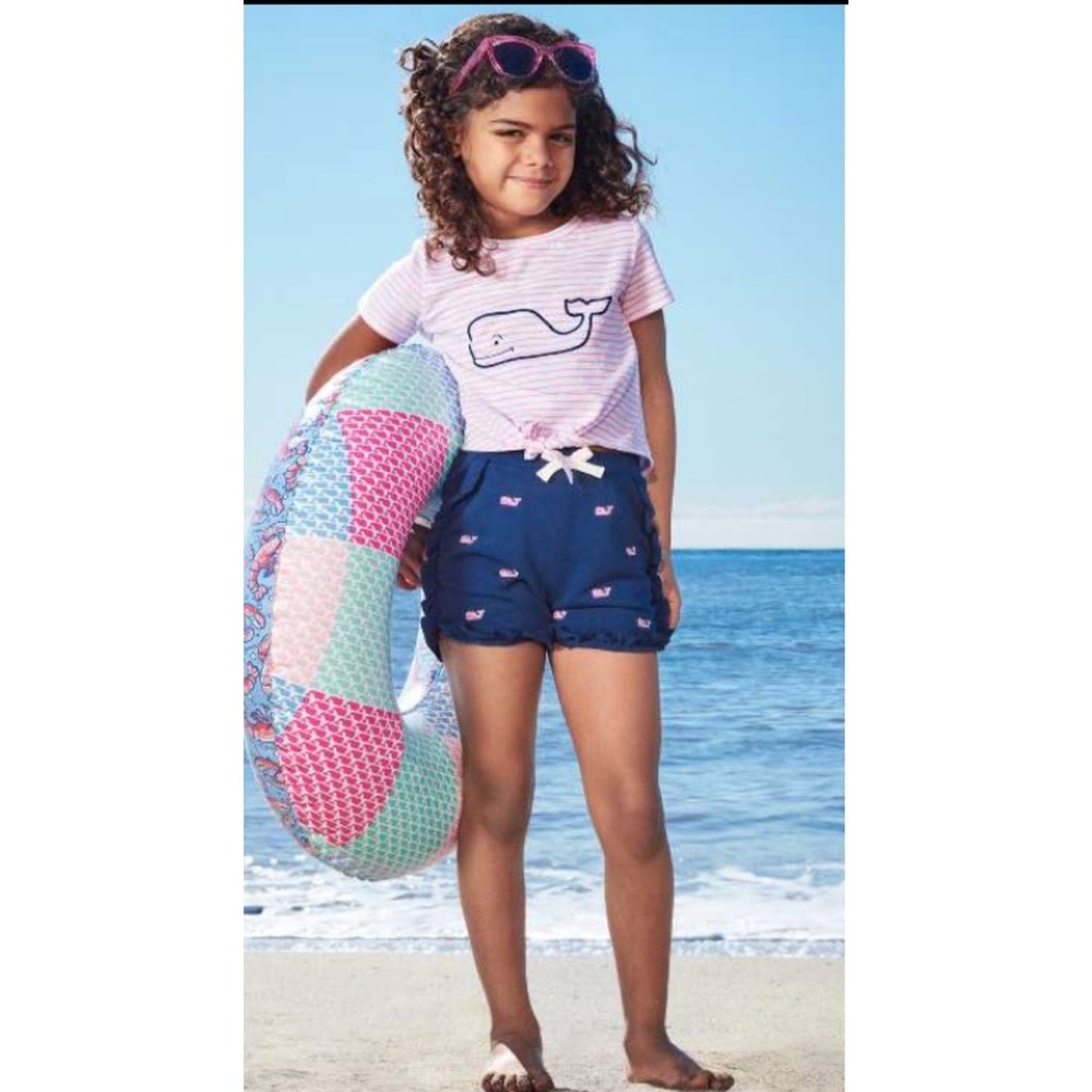 Vineyard Vines for Target Girls Navy Blue Whale Embroidered Ruffle Shorts M 7/8
